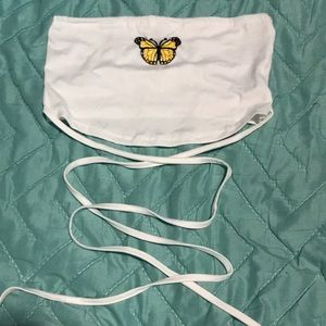 Butterfly cross tie tube top